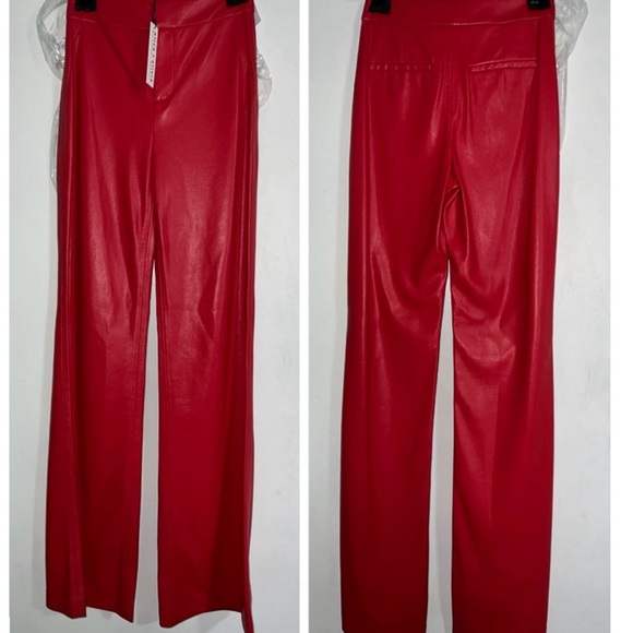 NWT Alice + Olivia red vegan leather pants size 2